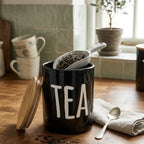 Black  Porcelain Canister with Bamboo Lid