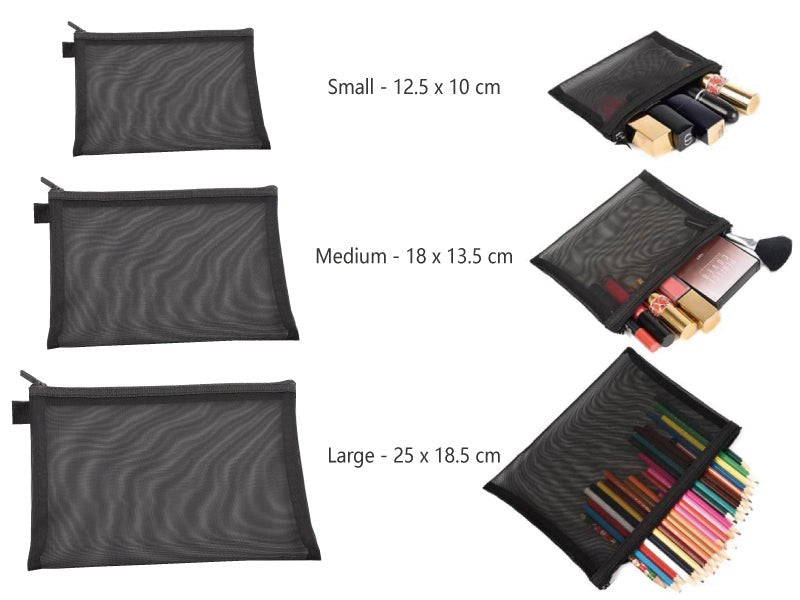 Travel Cosmetic Mesh Bag Set (3 Pcs) | Full House Lebanon