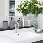 Grey Bathroom Accessories with Bamboo Lid - Get 3 pcs | Full House Lebanon