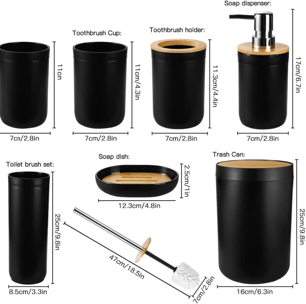 Black Bathroom Accessories with Bamboo Lid - Soap Dispenser | Full House Lebanon