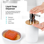 White Bathroom Accessories with Bamboo Lid - Soap Dispenser | Full House Lebanon