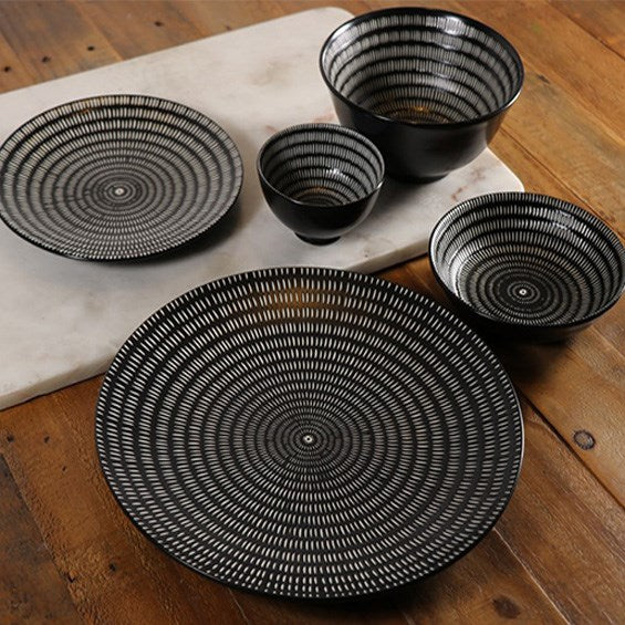 Black & White Porcelain Dinnerware - Snack /Soup Bowl | Full House Lebanon