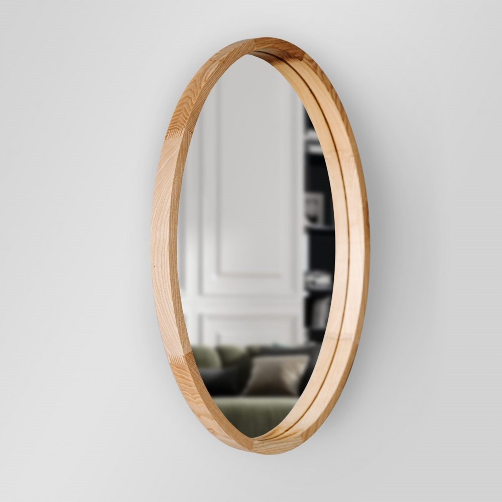 Oval Wall Mirror with Wooden Frame | Full House Lebanon