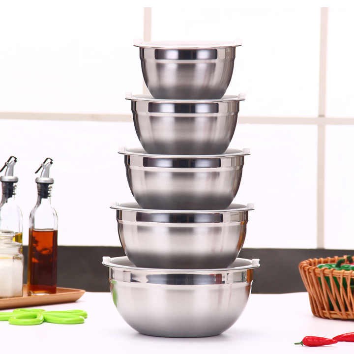 Stainless Steel Mixing Bowl with Airtight Lid - 23 cm | Full House Lebanon