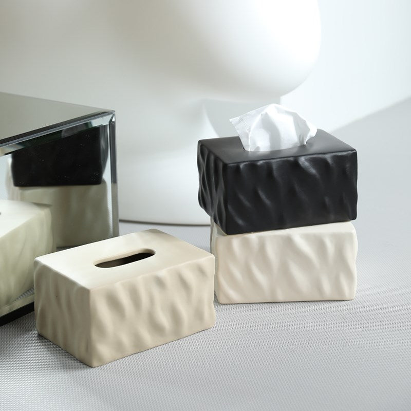 Ceramic Tissue Box - Black | Full House Lebanon