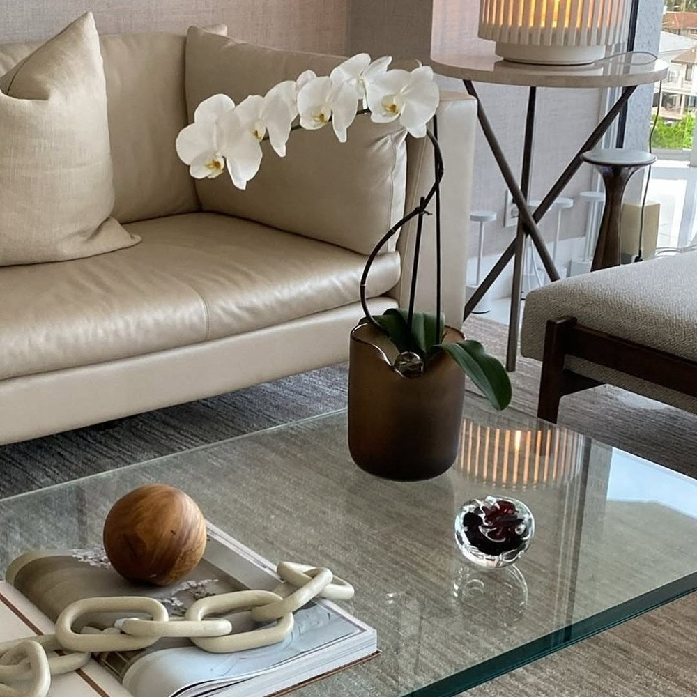 Modern Frosted Glass Vase - Brown | Full House Lebanon