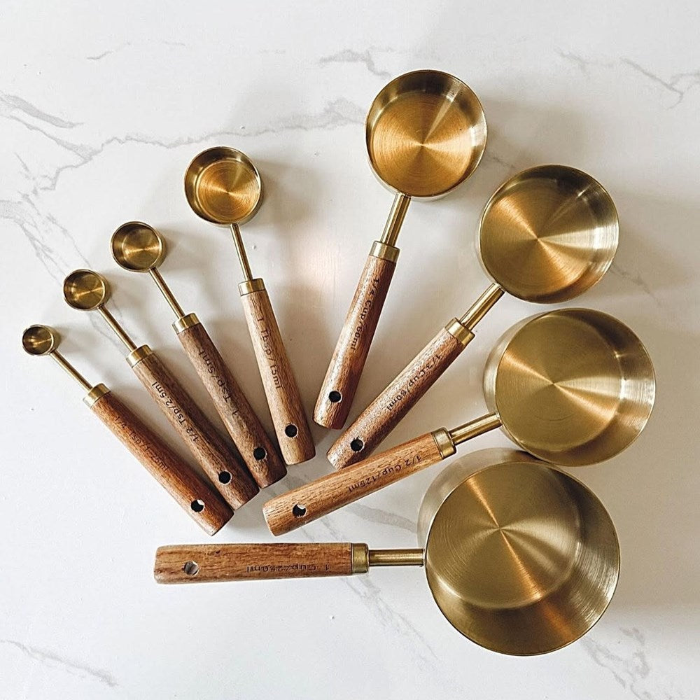 Gold Measuring Cups & Spoons Set (4 Pcs) - Small | Full House Lebanon