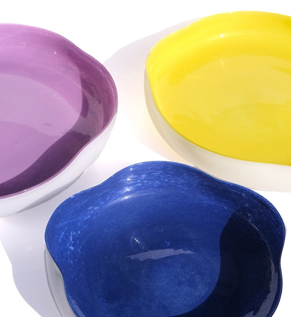 Glossy Serving Glass Bowl - Large, Yellow | Full House Lebanon