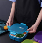 3 -Compartments Lunch Box - Square, Green | Full House Lebanon