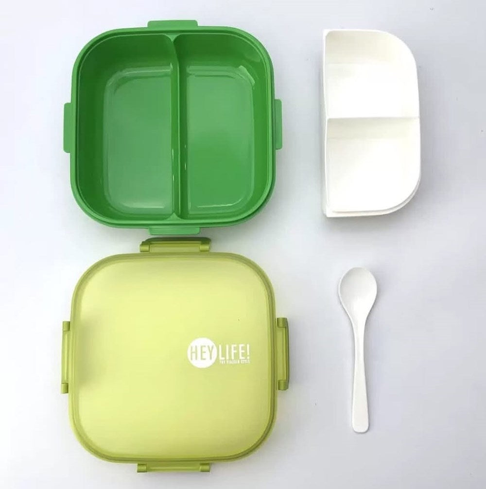3 -Compartments Lunch Box - Rectangular, Green | Full House Lebanon