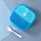 3 -Compartments Lunch Box - Square, Blue | Full House Lebanon