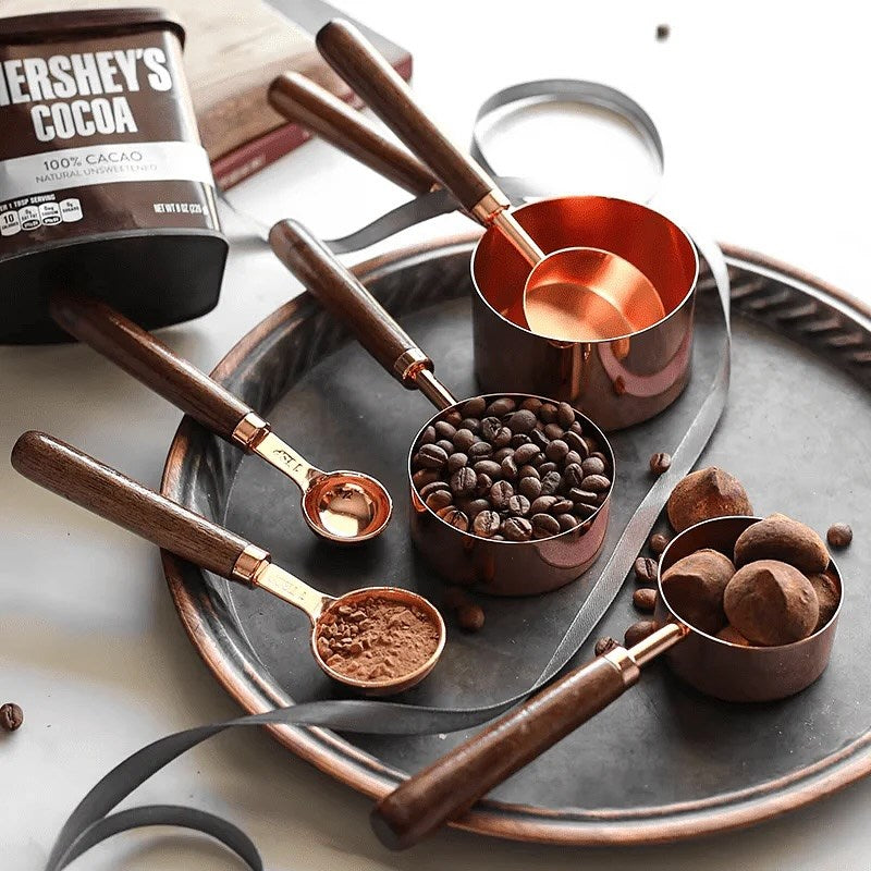 Rose Gold Measuring Cups & Spoons Set (4 Pcs) - Large | Full House Lebanon