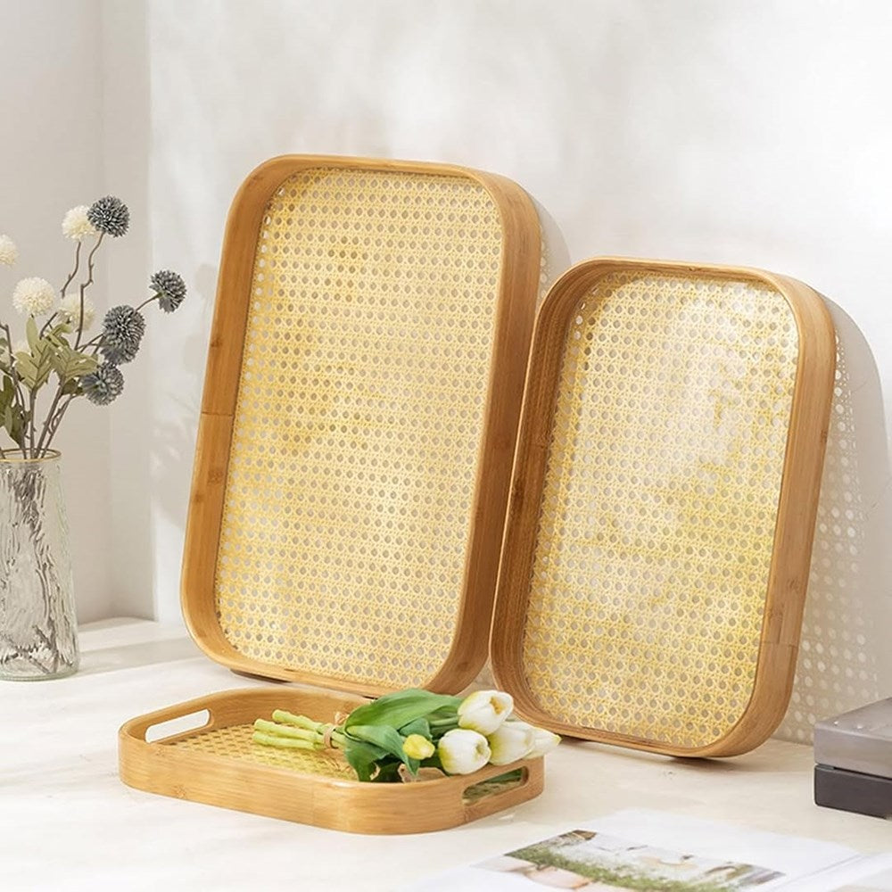 Bamboo Serving Tray Set (3 Pcs) - Round | Full House Lebanon