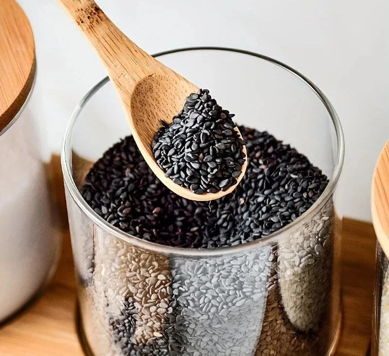 Glass "HOME" Canisters with Tray and Spoons | Full House Lebanon