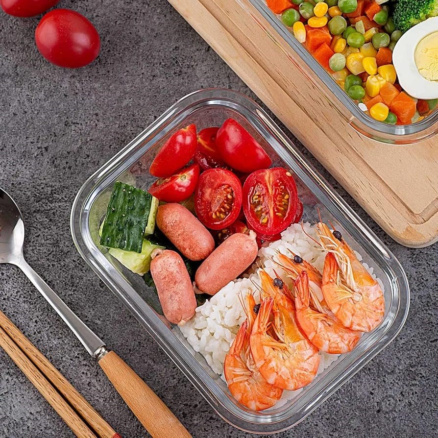 Lav Rectangular Glass Food Container - 400cc, Grey | Full House Lebanon