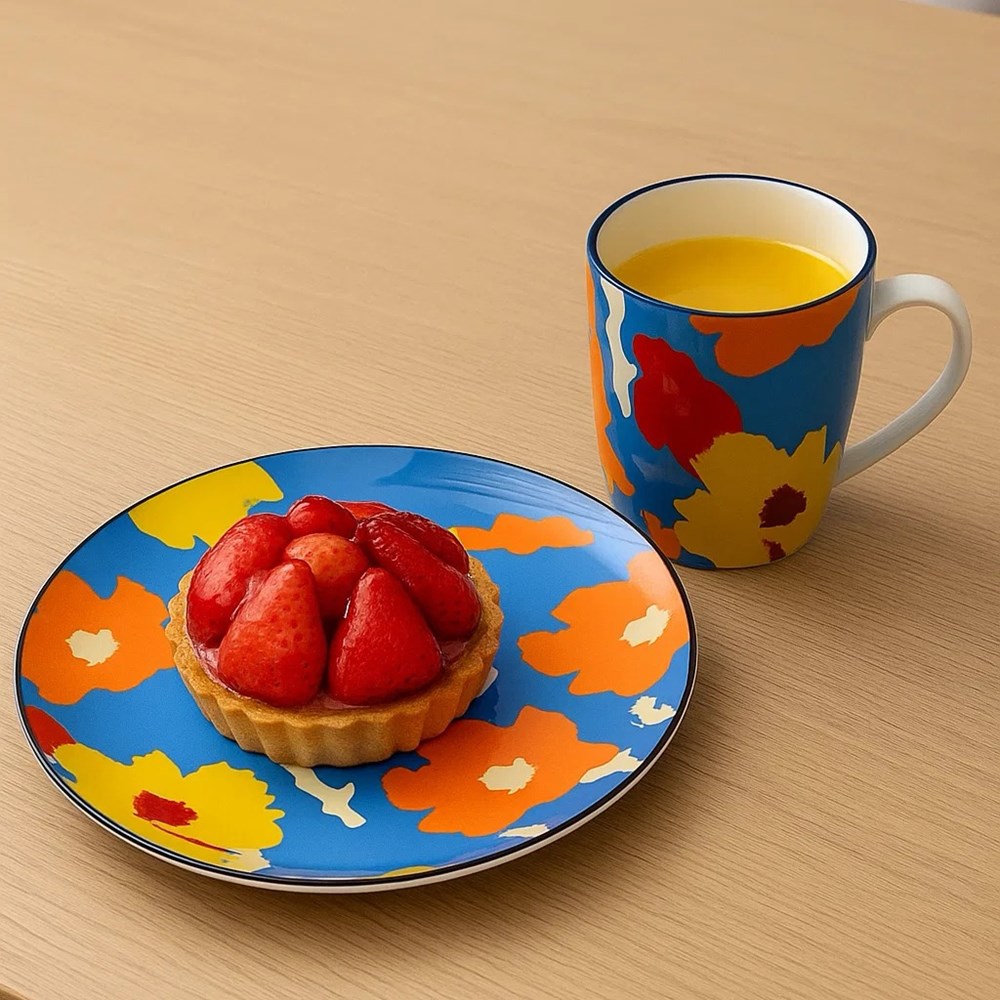 Floral Porcelain Dessert Plate & Mug - Dessert Plate | Full House Lebanon