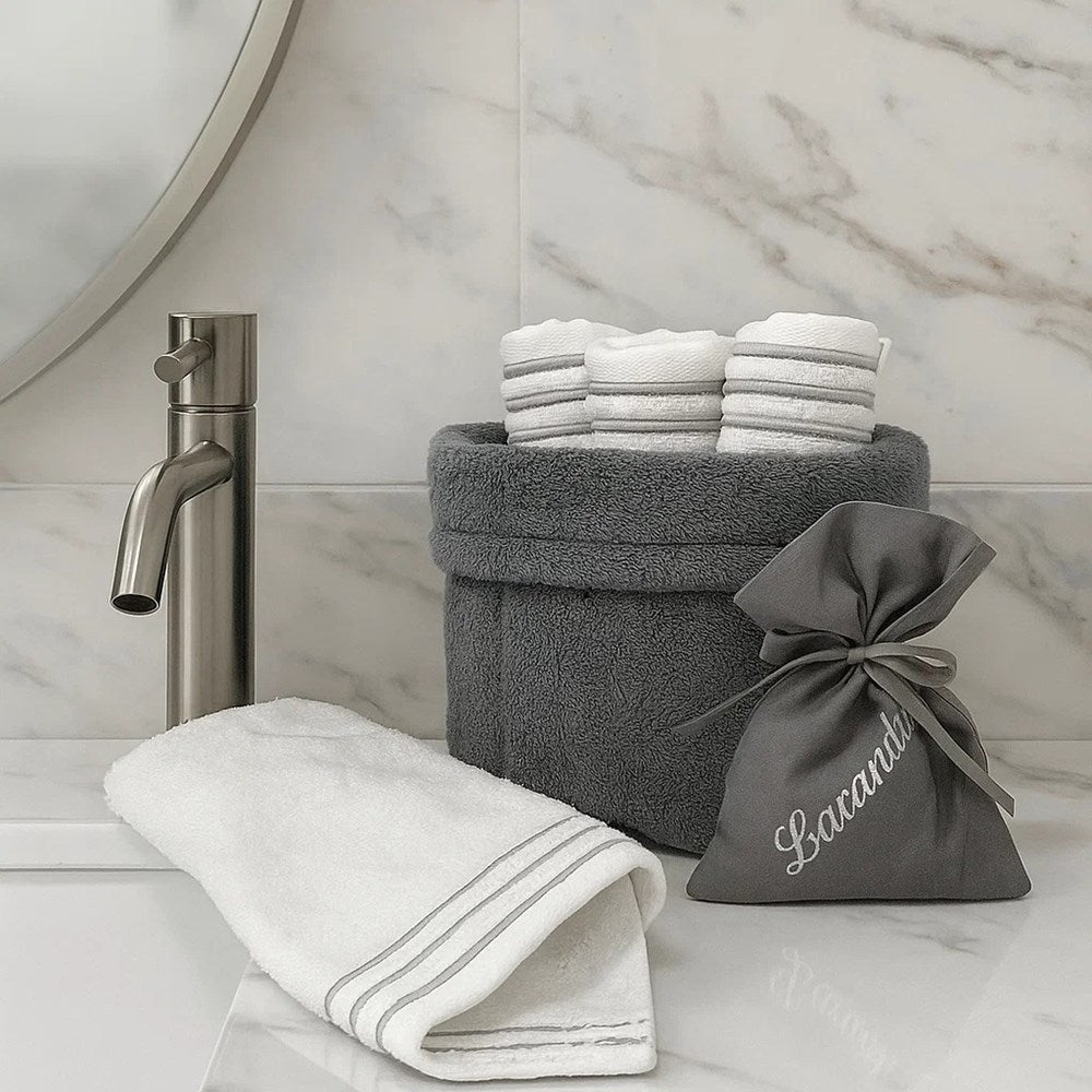 Cannon Towel Basket Set (8 Pcs) - Light Grey | Full House Lebanon