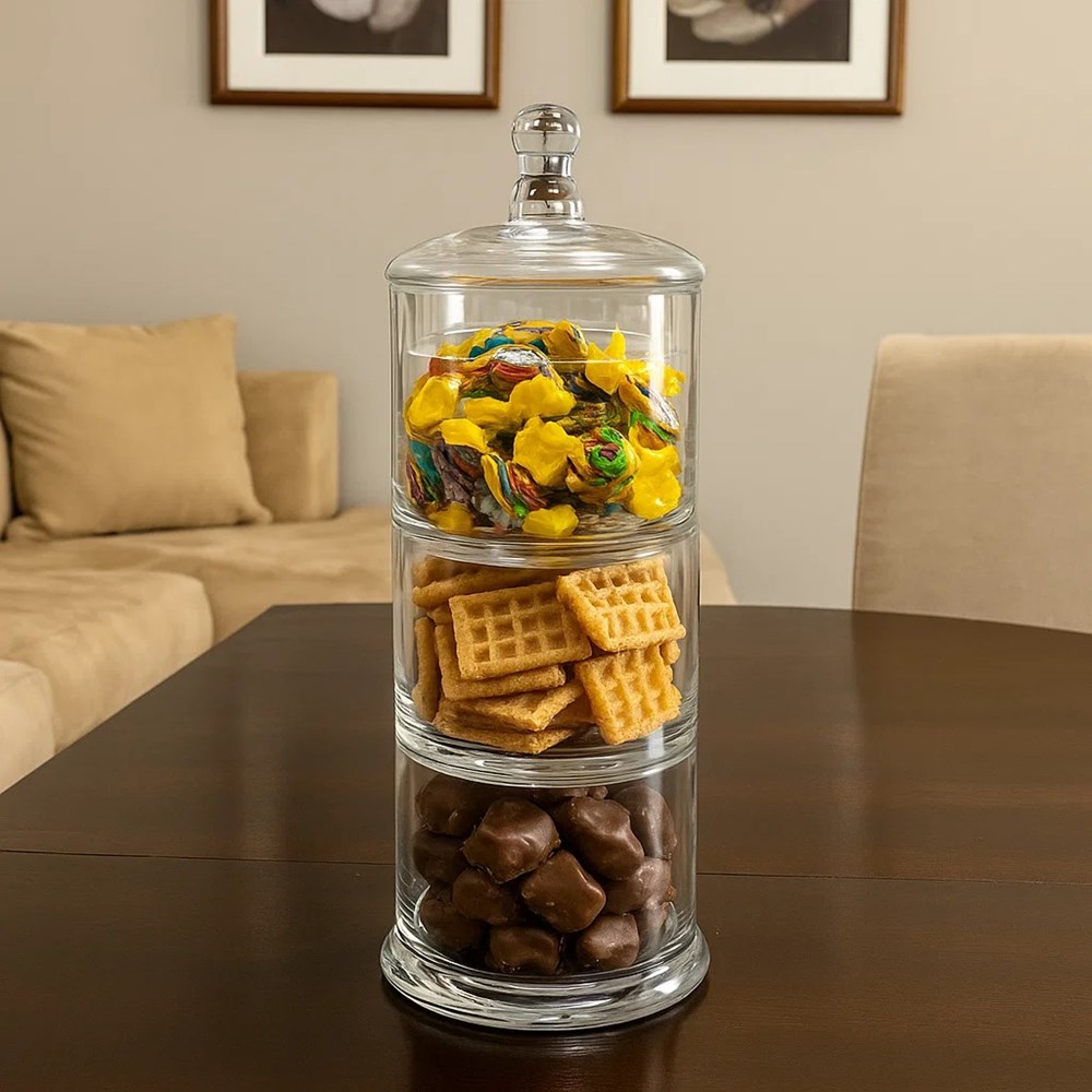 3 Tier Glass Cookie Jar | Full House Lebanon
