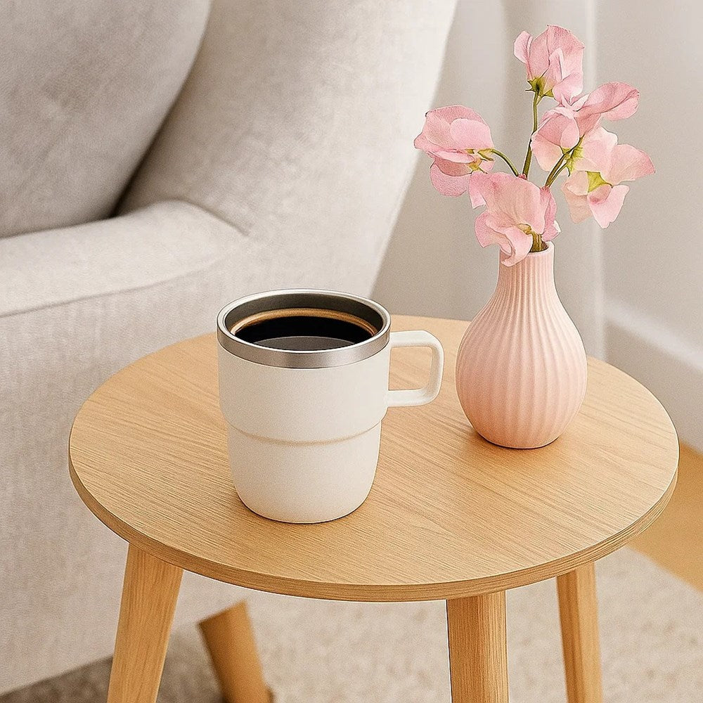 Stainless Steel Insulated Coffee Mug with Handle - Light Pink | Full House Lebanon