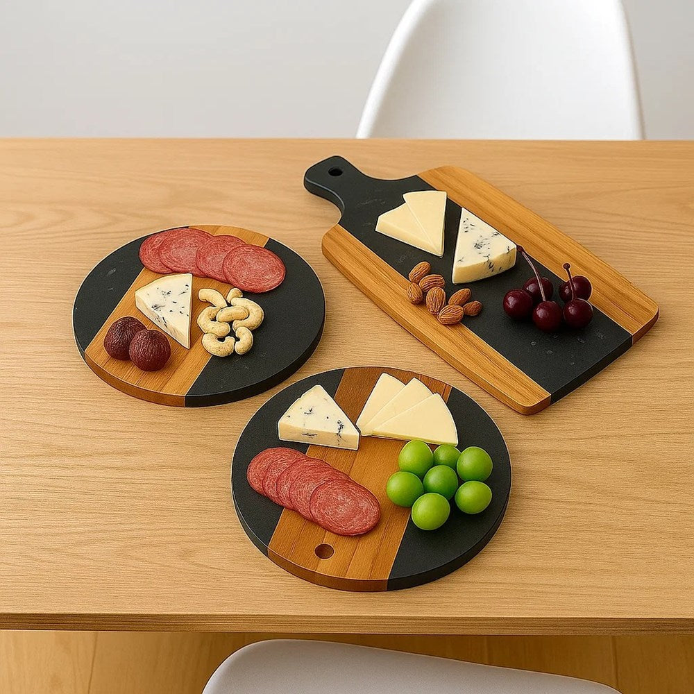 Black Marble & Acacia Wood Board - Get 2 pcs | Full House Lebanon