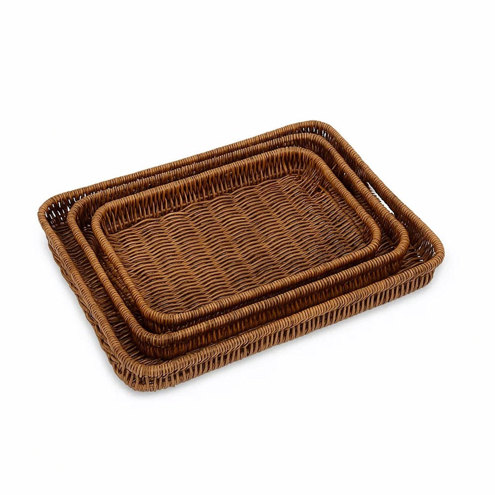 Hand-Woven Rattan Serving Tray Set (3 Pcs ) | Full House Lebanon