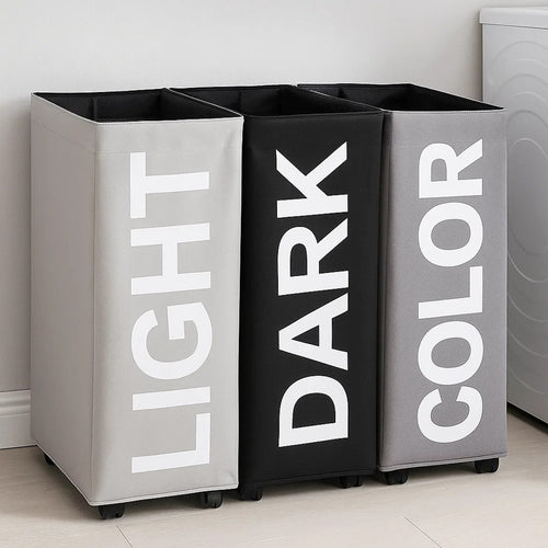 3-Compartment Laundry Hamper with Wheels | Full House Lebanon