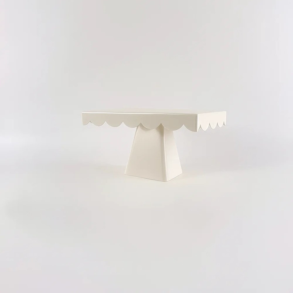Rectangular  Cake Stand with Scalloped Edge