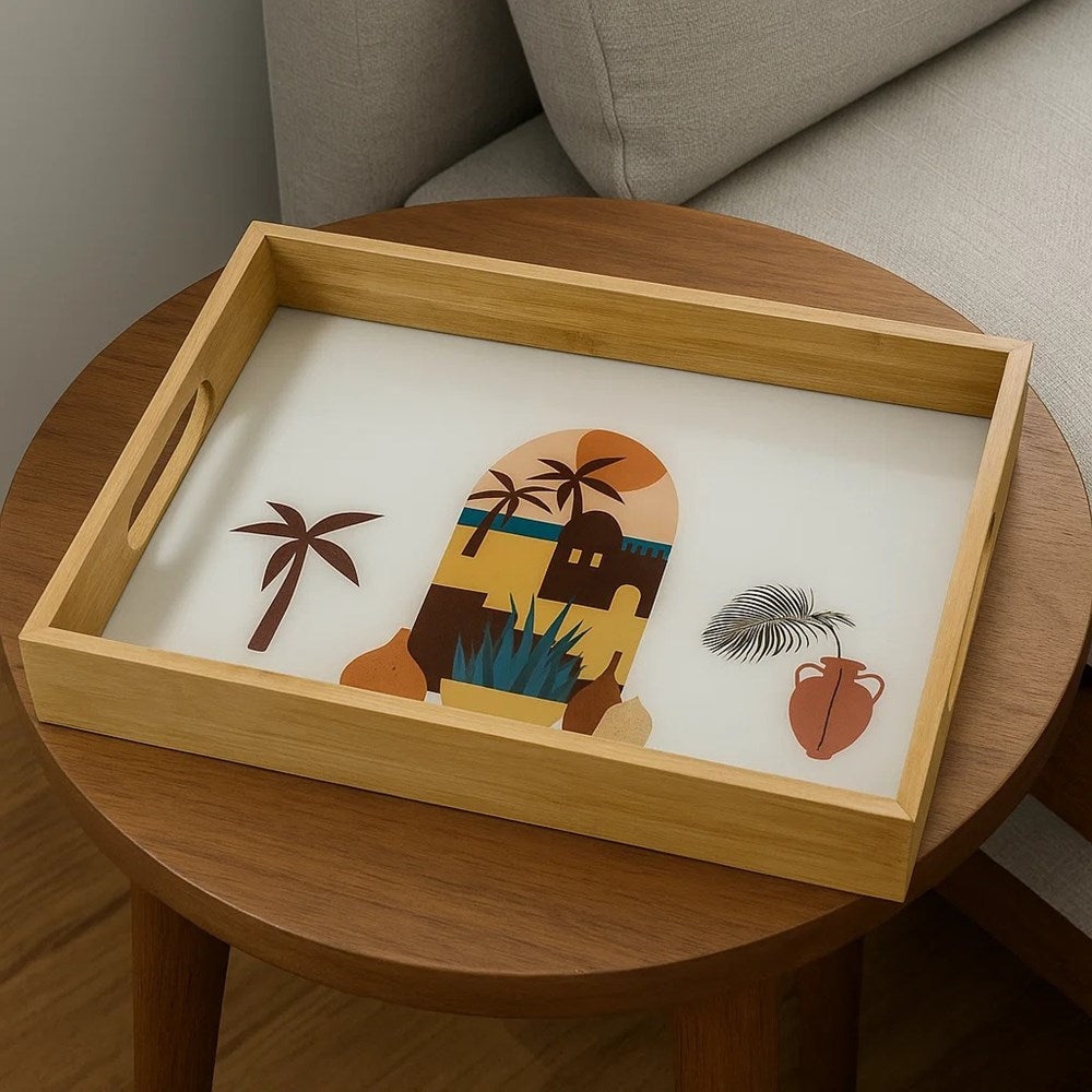 Wooden Decorative Serving Tray Set (2 Pcs) - 1 | Full House Lebanon