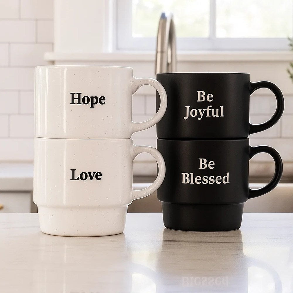 Stackable Porcelain Mug - coffee, Black | Full House Lebanon