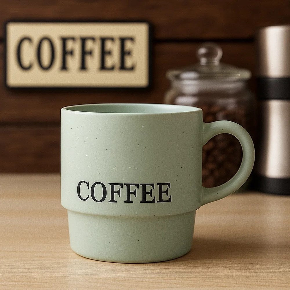 Stackable Porcelain Mug - Faith, Black | Full House Lebanon