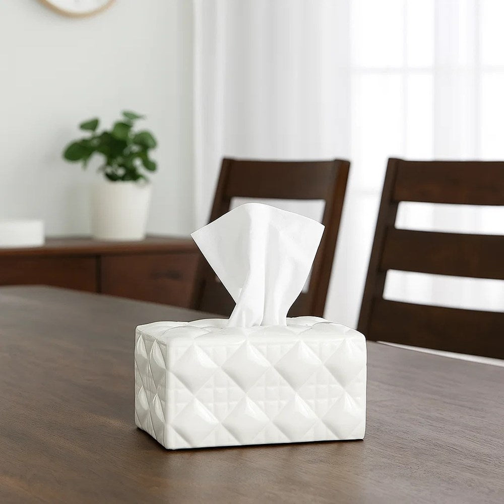 Geometric Ceramic Tissue Box - Black | Full House Lebanon