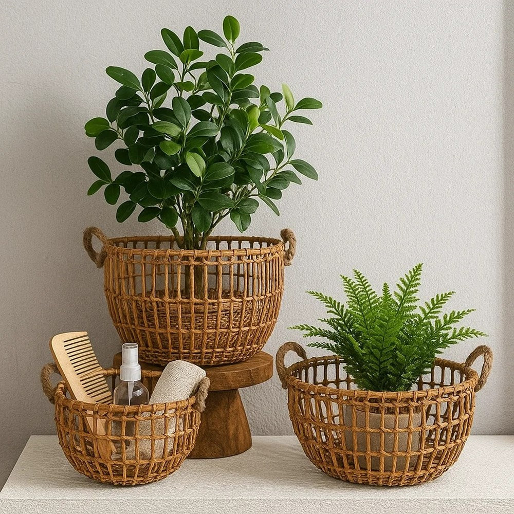 Rattan Storage Basket Set (3 Pcs) | Full House Lebanon