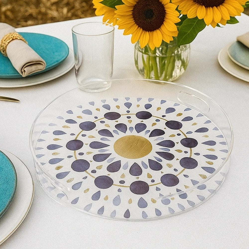 Round Acrylic Printed Serving Tray Set (2 Pcs) - 1 | Full House Lebanon