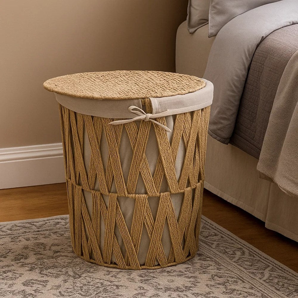 Cannon Woven Basket with Lid & Fabric Lining | Full House Lebanon