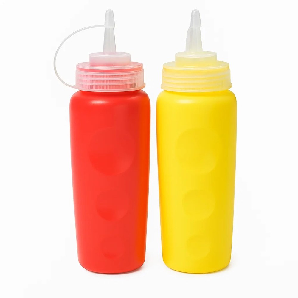 Sauce Bottle Set (2 Pcs) - Red & Transparent | Full House Lebanon