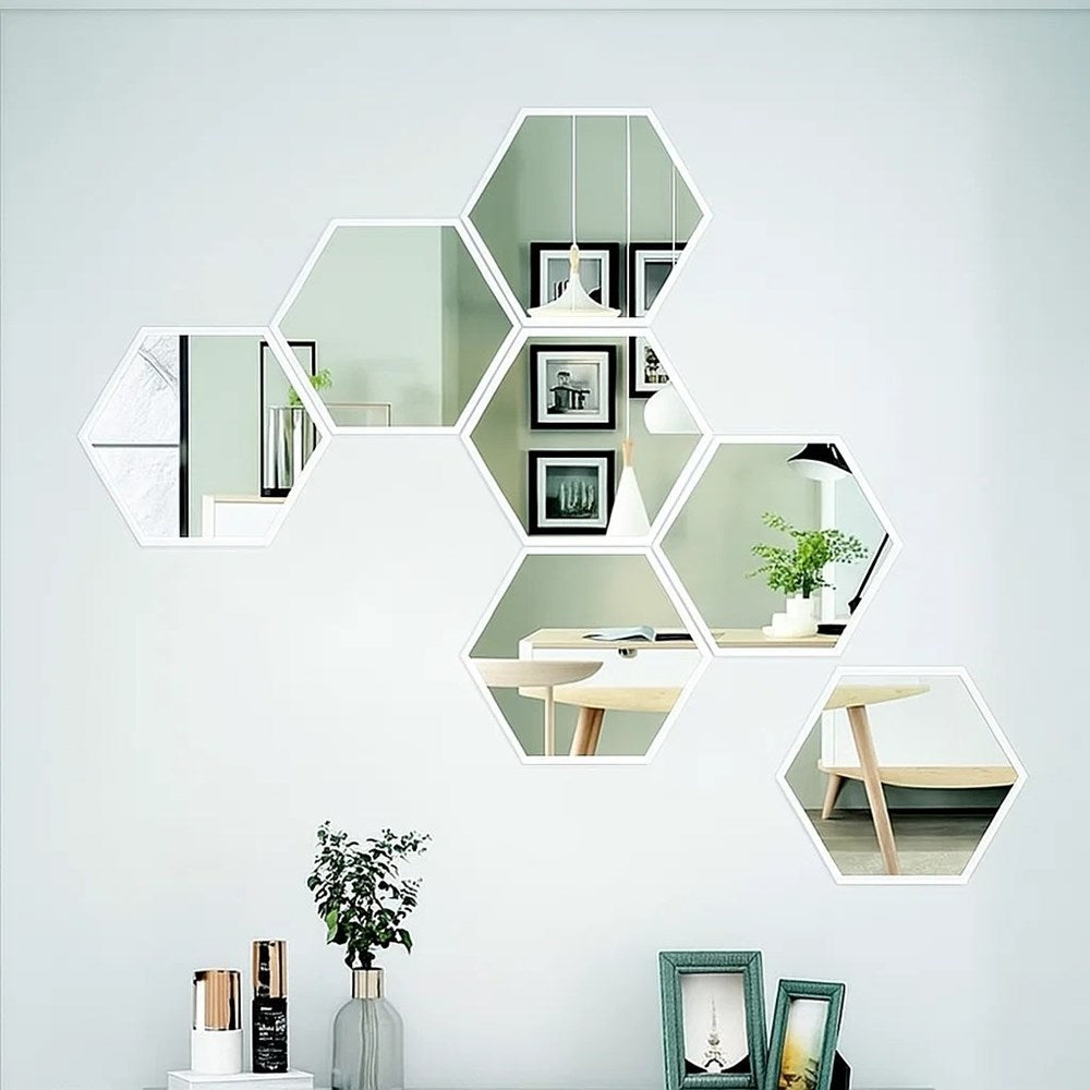 Hexagonal Mirror (6 Pcs) - Black | Full House Lebanon