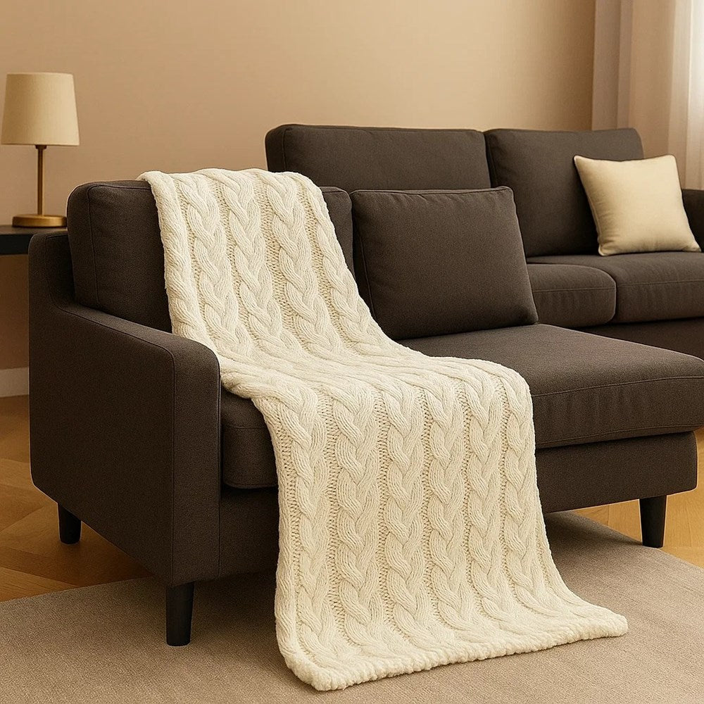Cannon Knit Throw Blanket - Light Brown | Full House Lebanon