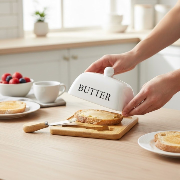 Butter Dish with Porcelain Cover & Knife | Full House Lebanon