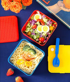 2-tiers Super Fun Lunch Boxes with a Spoon/Fork