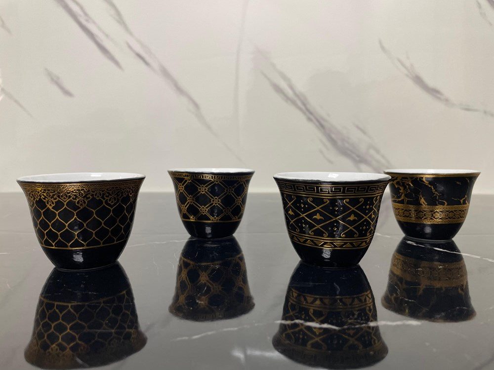 Shaffeh Black & Gold Coffee Cup Set (Dozen) - 1 | Full House Lebanon