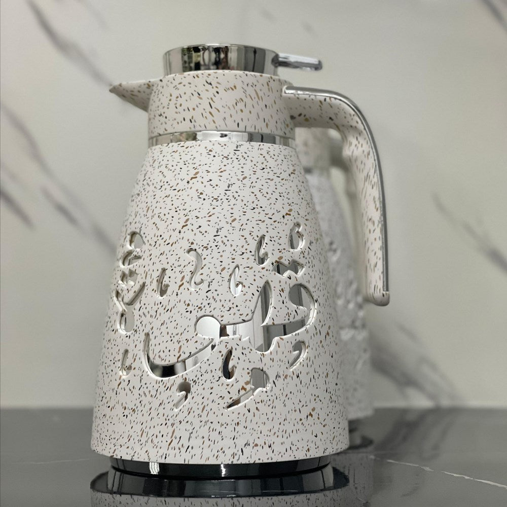 Dotted Vacuum Flask with Silver Trim - Tea, Light Grey | Full House Lebanon