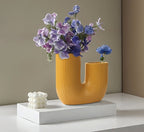 U-Shaped Ceramic Vase - Large, Grey | Full House Lebanon