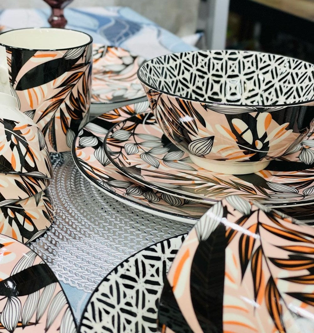 Black & Peach Dinnerware - Salad Bowl | Full House Lebanon