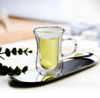 Double Wall Tea Glass Cup Set with a Glass Saucer | Full House Lebanon