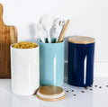 Porcelain Canister with Bamboo Lid - Small | Full House Lebanon