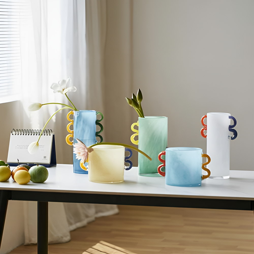 Colorful Glass Vases - Small, Light Blue | Full House Lebanon