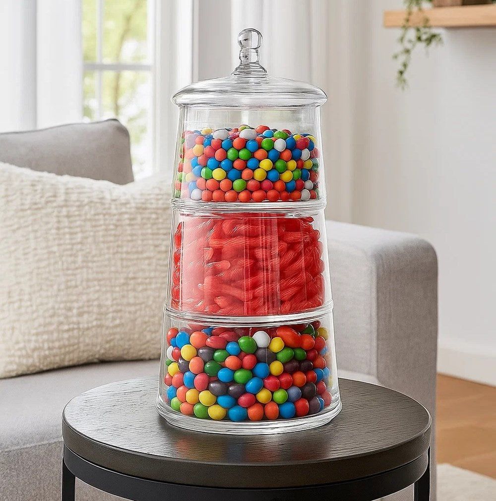 3 Layer Striped Glass Cookie Jar | Full House Lebanon