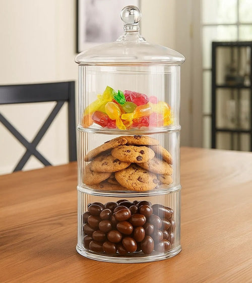 3 Layer Round Glass Cookie Jar | Full House Lebanon
