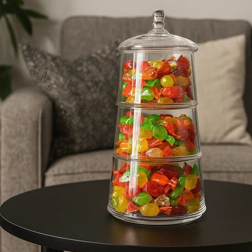 3 Layer Striped Glass Cookie Jar | Full House Lebanon
