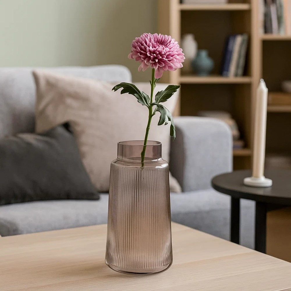 Ribbed Glass Vase - 30 cm | Full House Lebanon